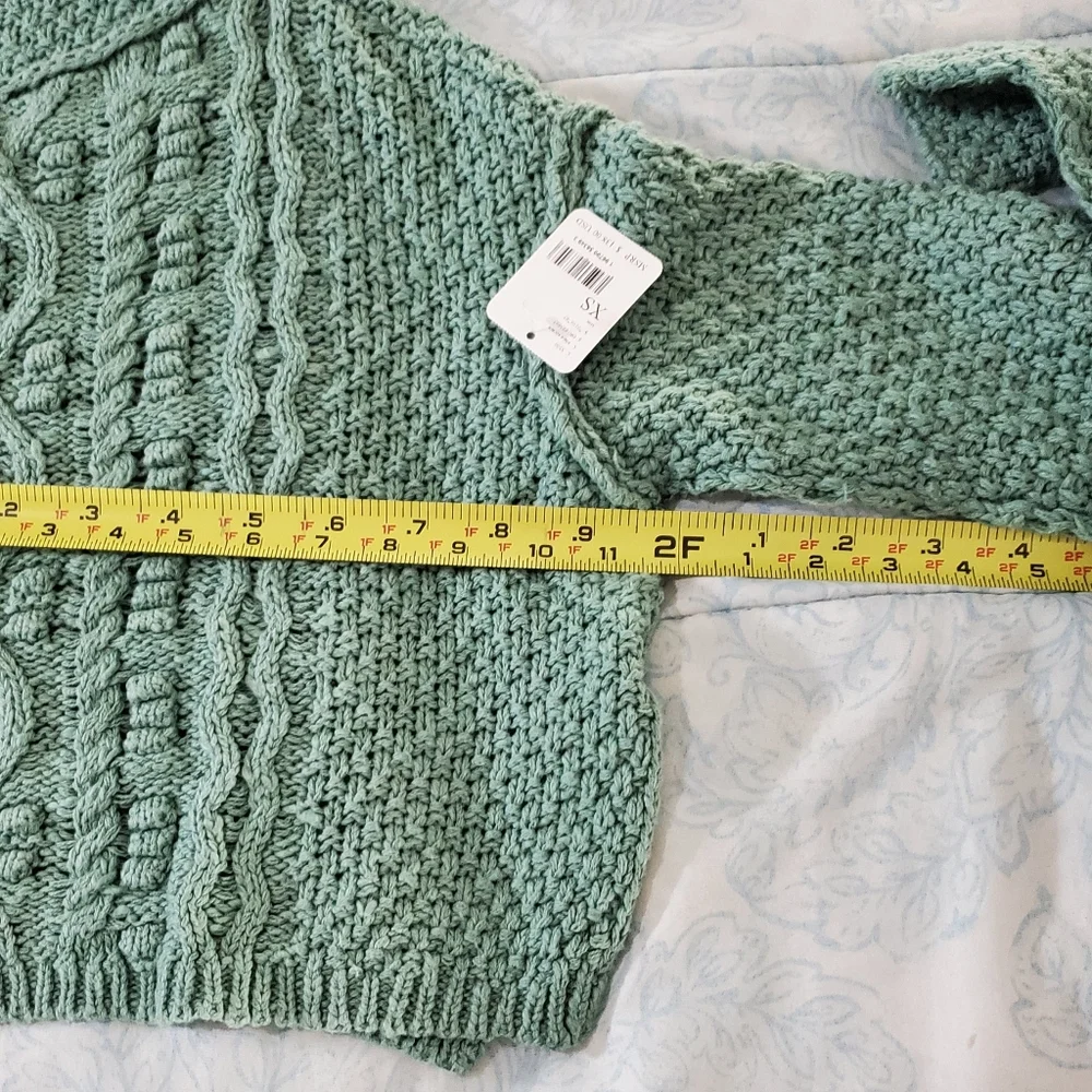 Free People Changing Tides Pullover Long Sleeve Crop Sweater XS Spruce